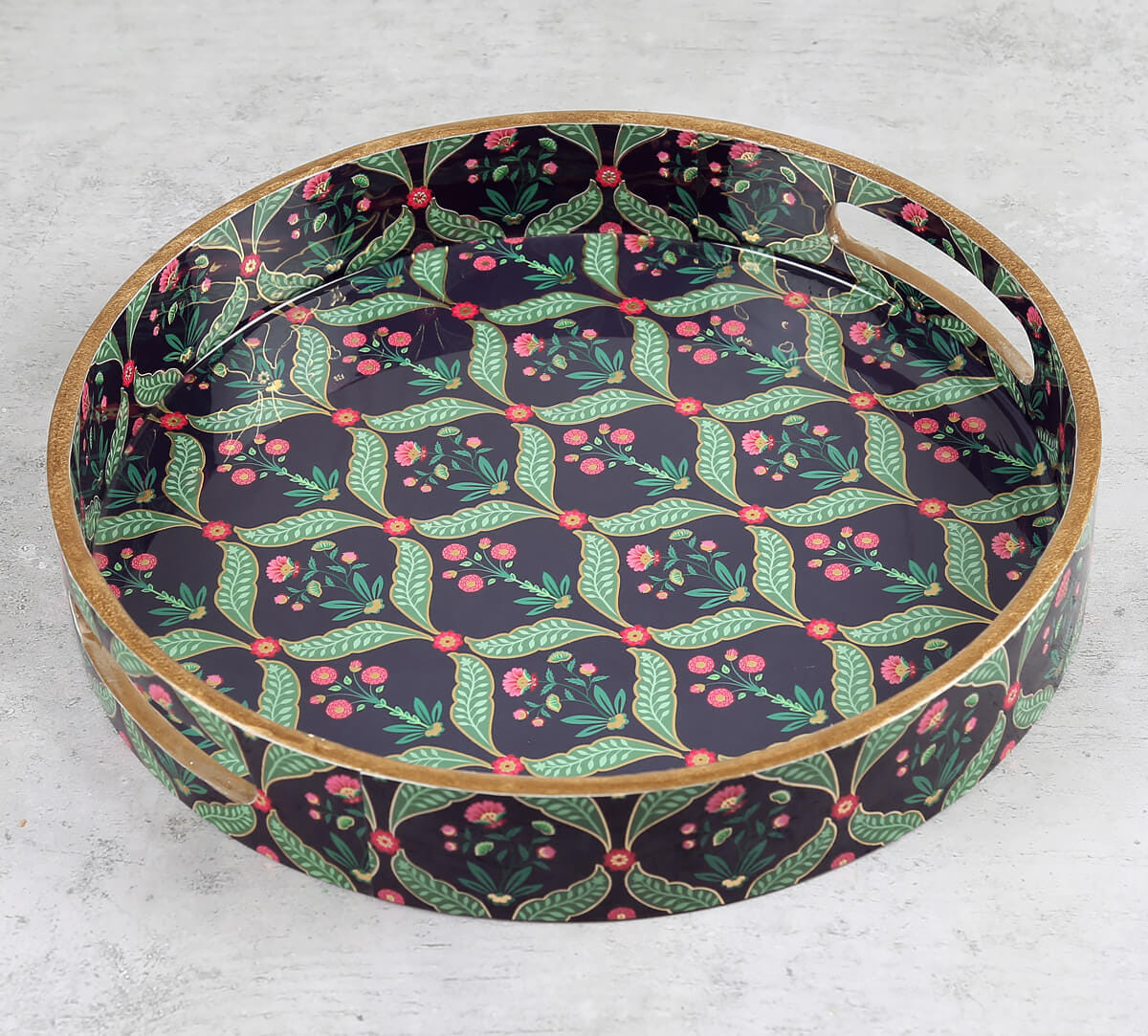 Iron Blooming Dahlia MDF Round Tray