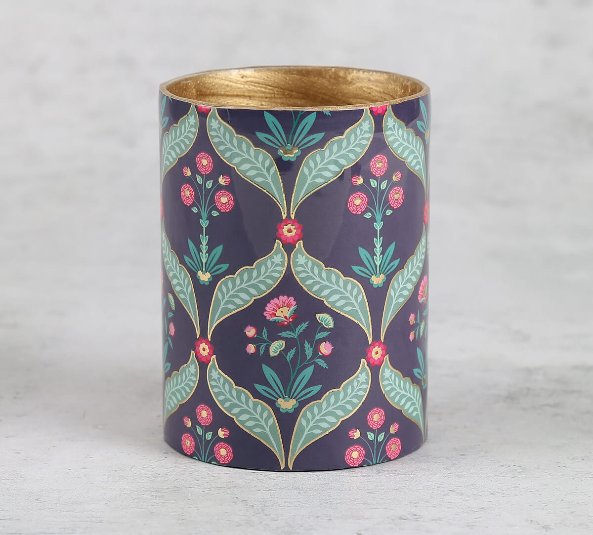 Iron Blooming Dahlia Round Pen Holder