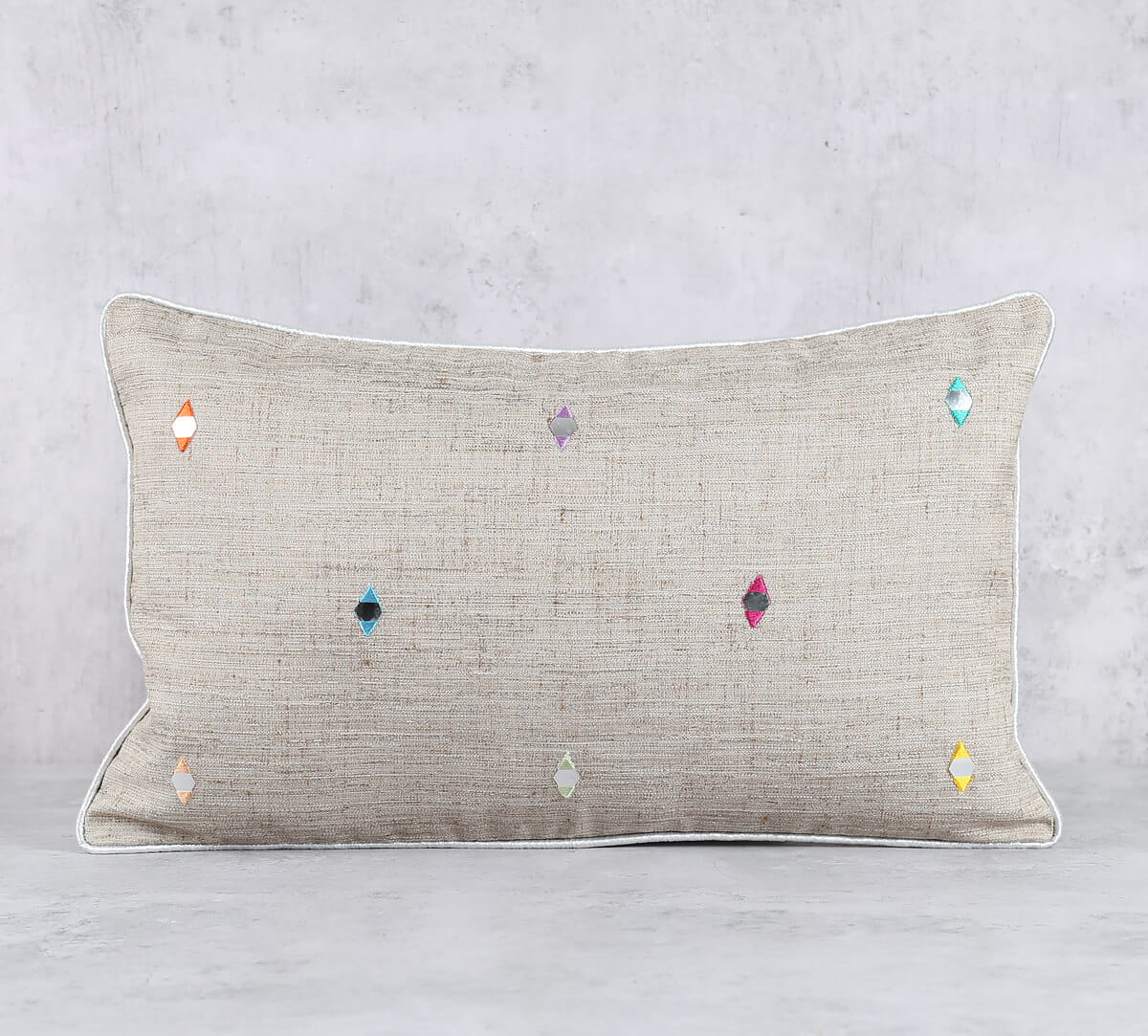 Ivory Metallic Mirrors Cushion Cover