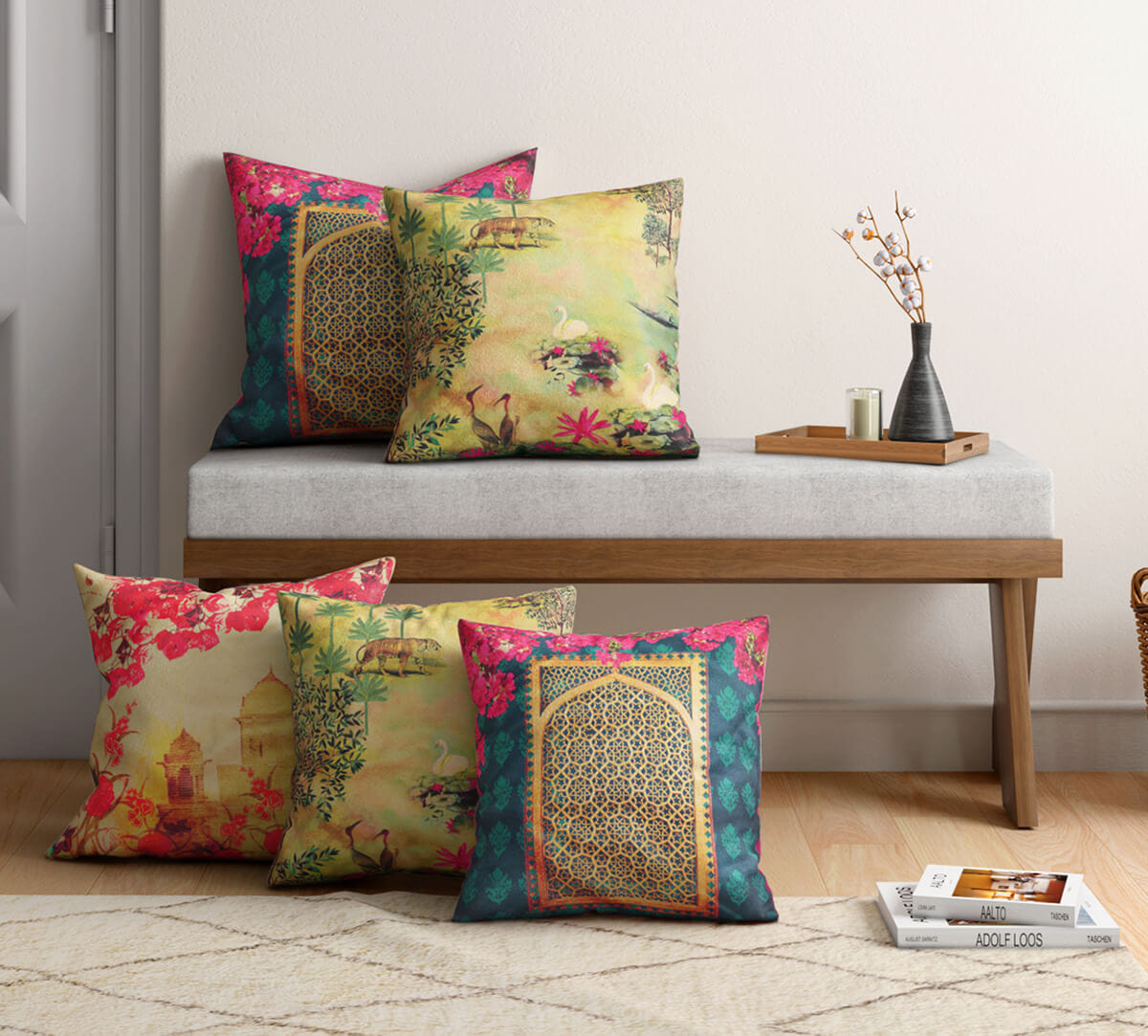 Royal Court Blended Velvet Cushion Cover Set of 5