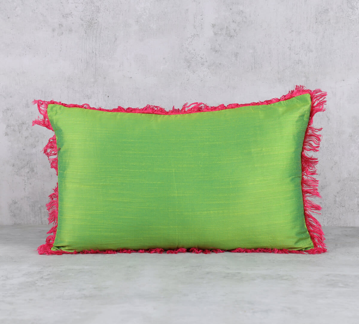 Lime Fringe Cushion Cover