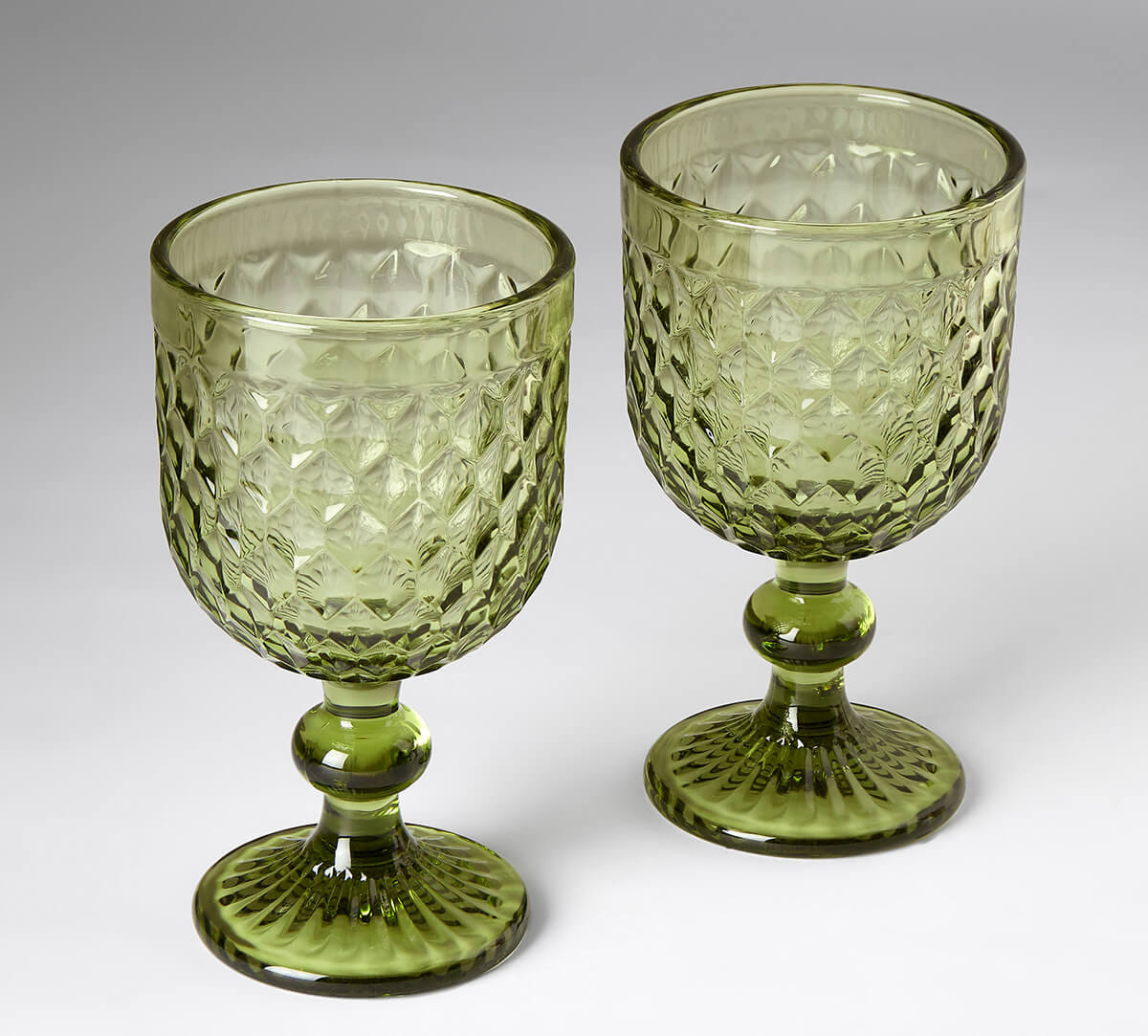 Mint Embossed Wine Glasses Set of 2