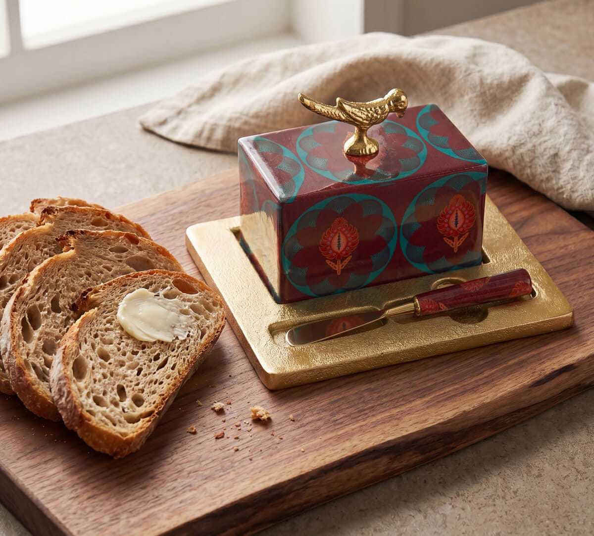 Moving Kilims Butter Dish with Butter Knife