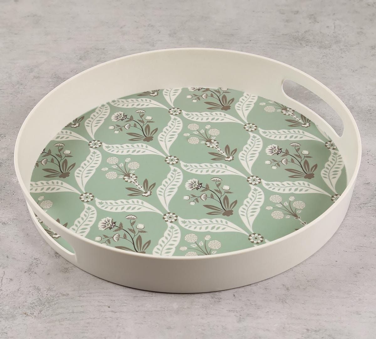 Mulberry Blooming Dahlia Round Bamboo Tray
