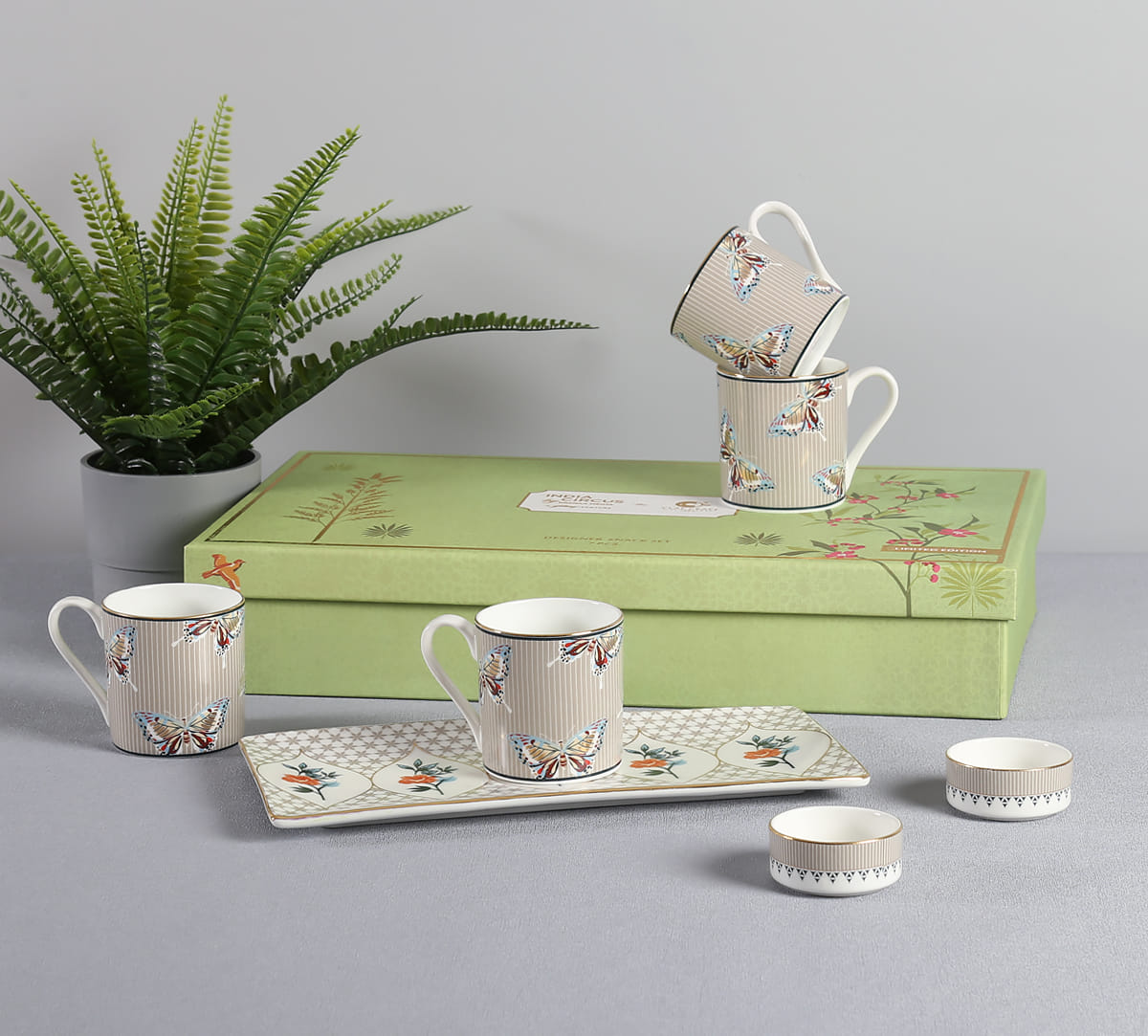 Nature's Bloom Snack Platter & Coffee Mug Set