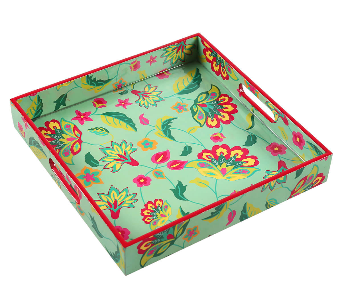 Neon Cyanic Pop Burst MDF Square Tray