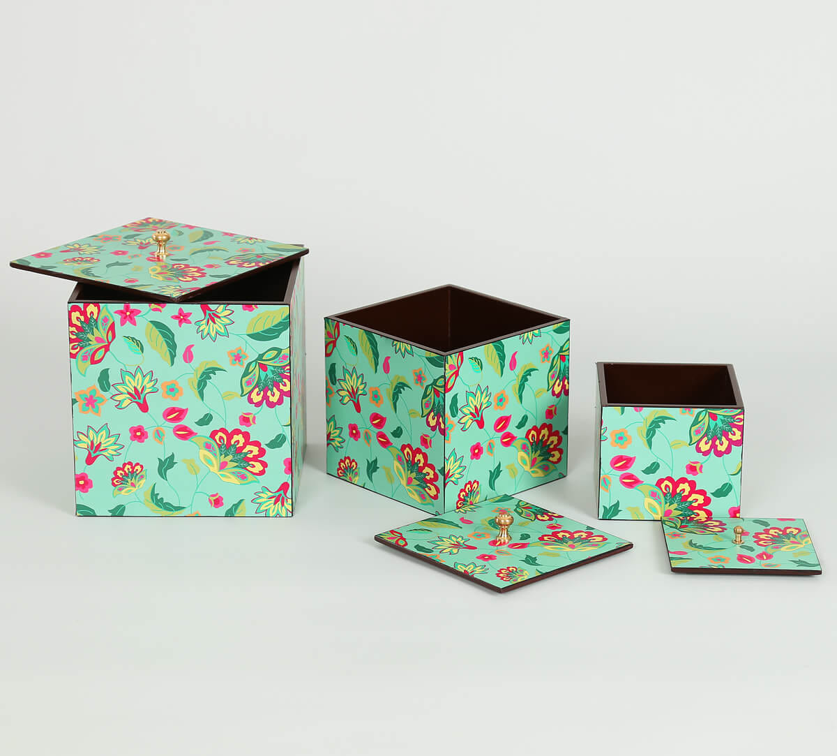 Neon Cyanic Pop Burst Storage Box Set of 3