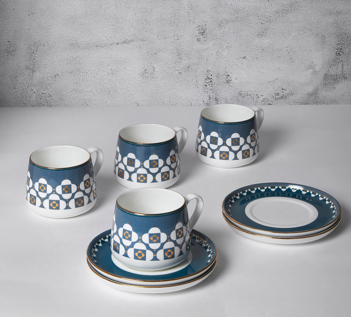 Oceanic Opulence Cup and Saucer Set of 4