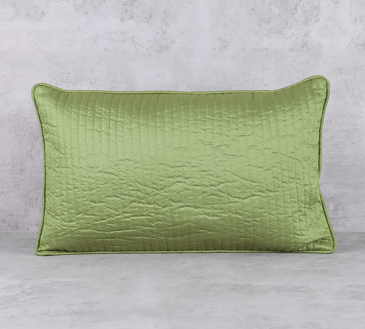 Olive Pintucks Quilted Cushion Cover