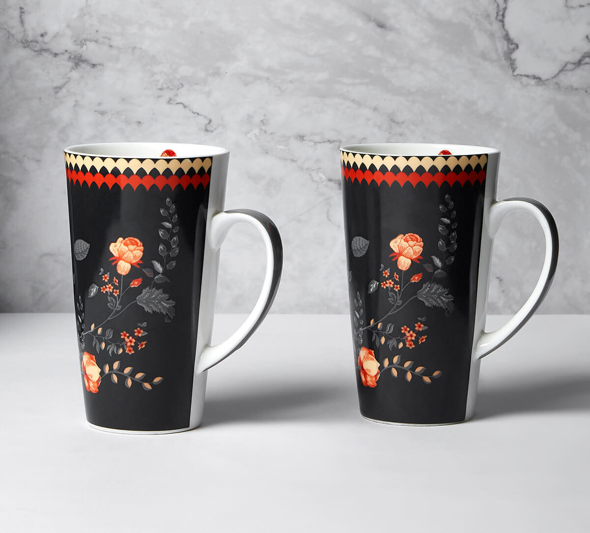Onyx Elegance Conical Mug Set of 2