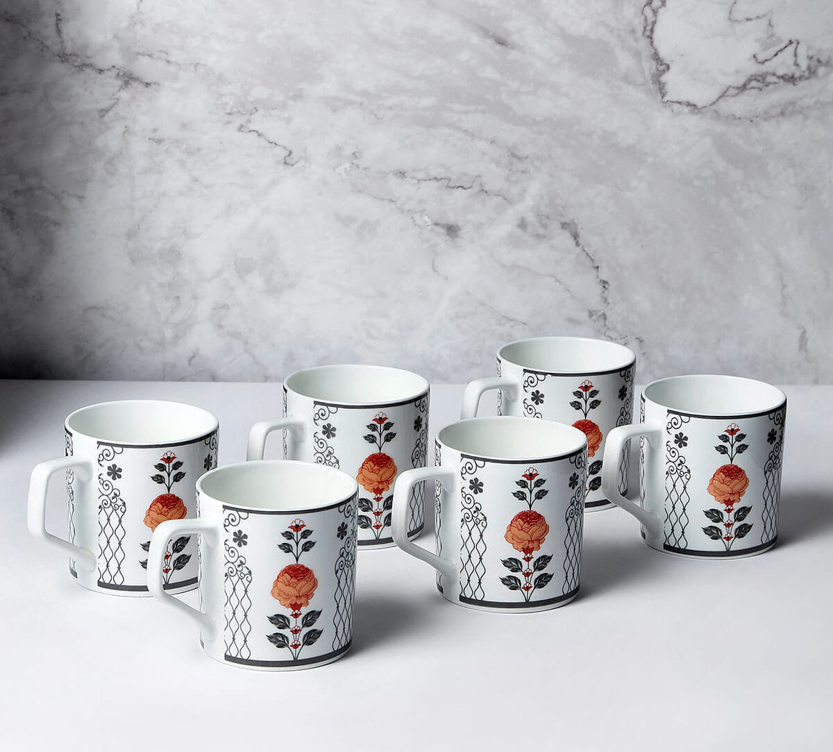 Onyx Elegance Mug Set of 6