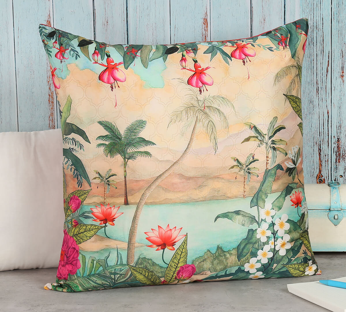 Oriental Jibe Blended Taf Silk Cushion Cover