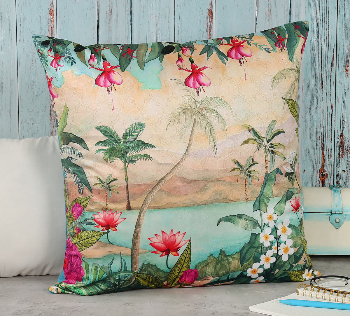 Oriental Jibe Blended Velvet Cushion Cover
