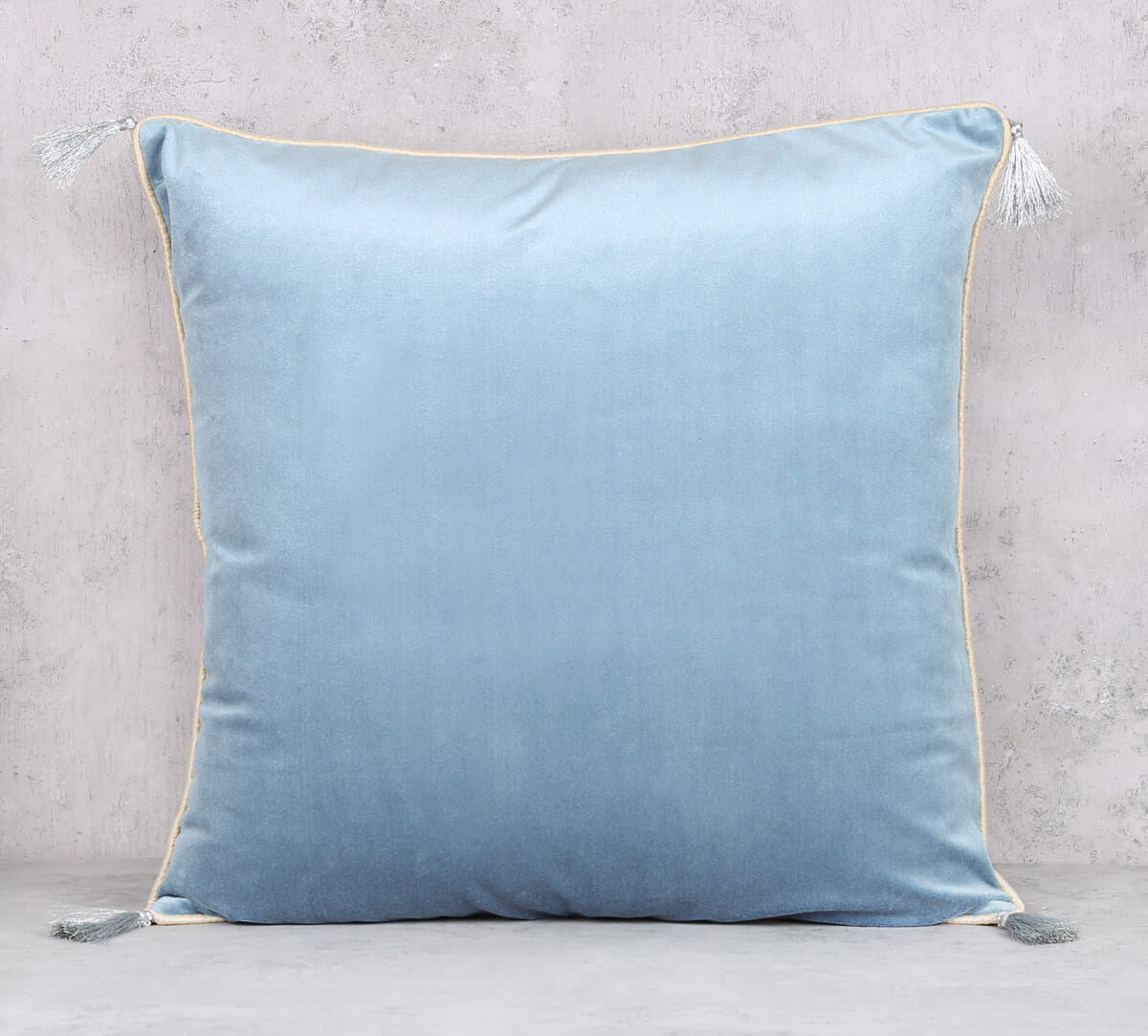 Pastel Blue Tassel Cushion Cover