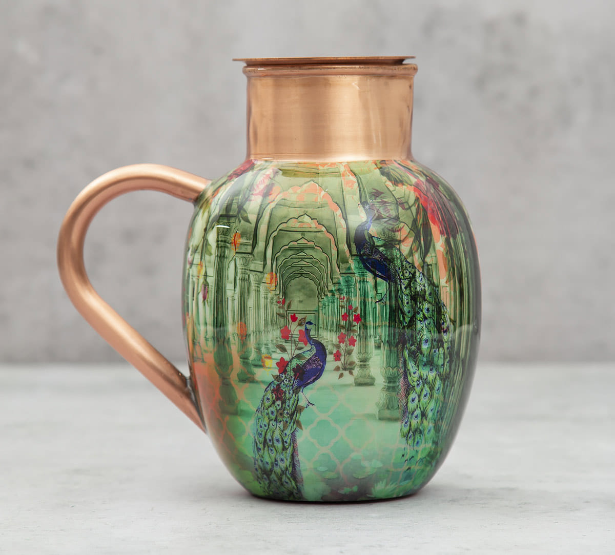 Peacock Dwar Copper Jug Set