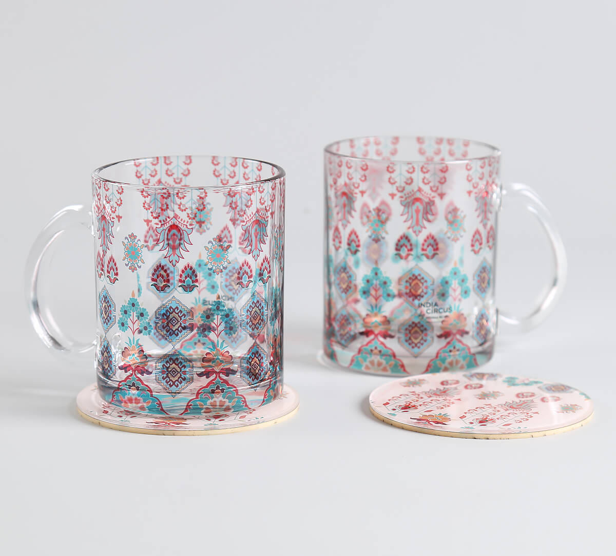 Pearls of Veneration Glass Mugs & Coasters Combo Set of 2
