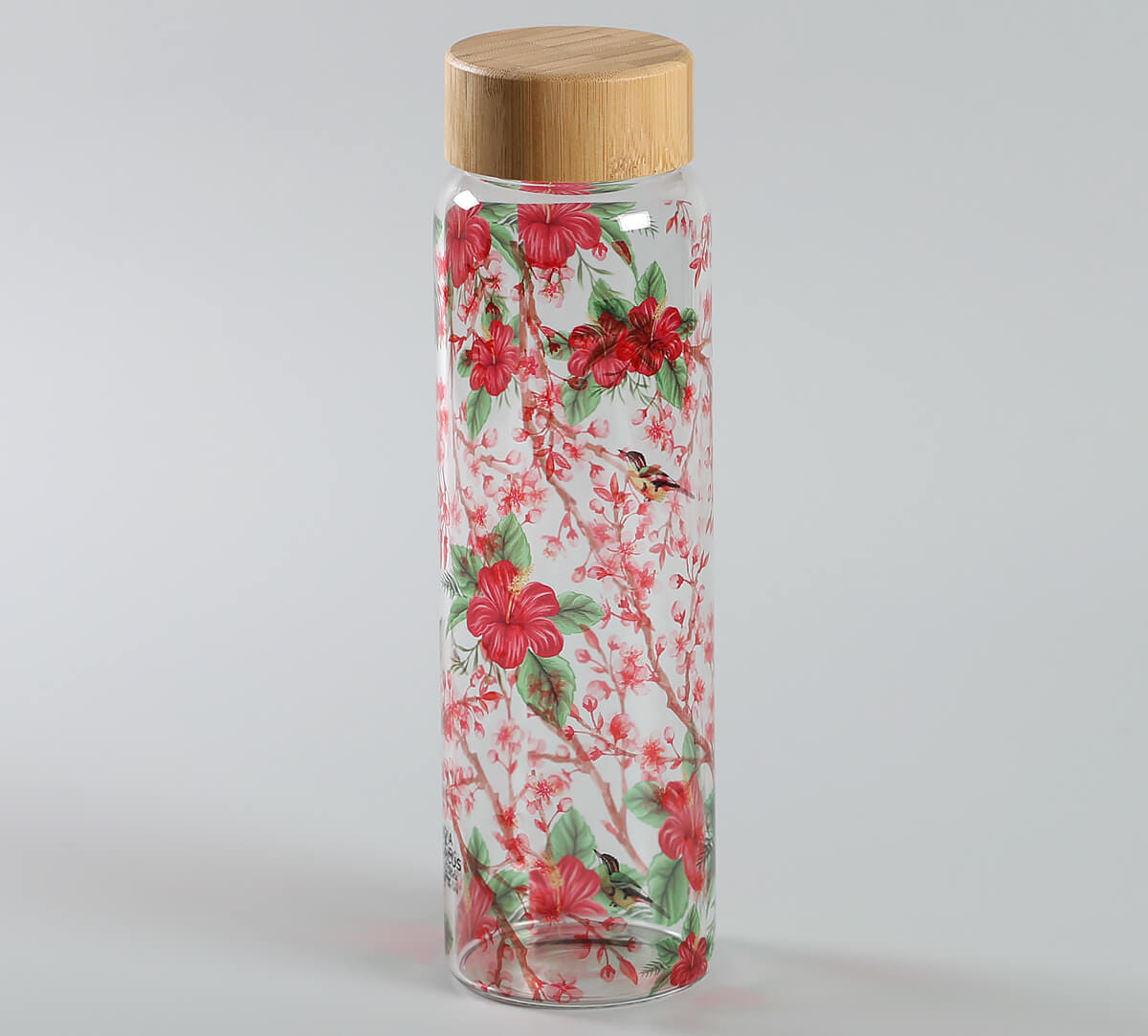 Perching Floral Paradise Glass Bottle