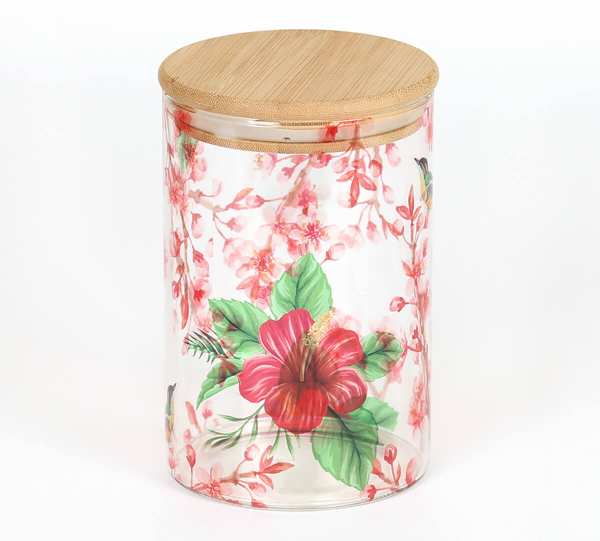 Perching Floral Paradise Glass Jar 1050mL