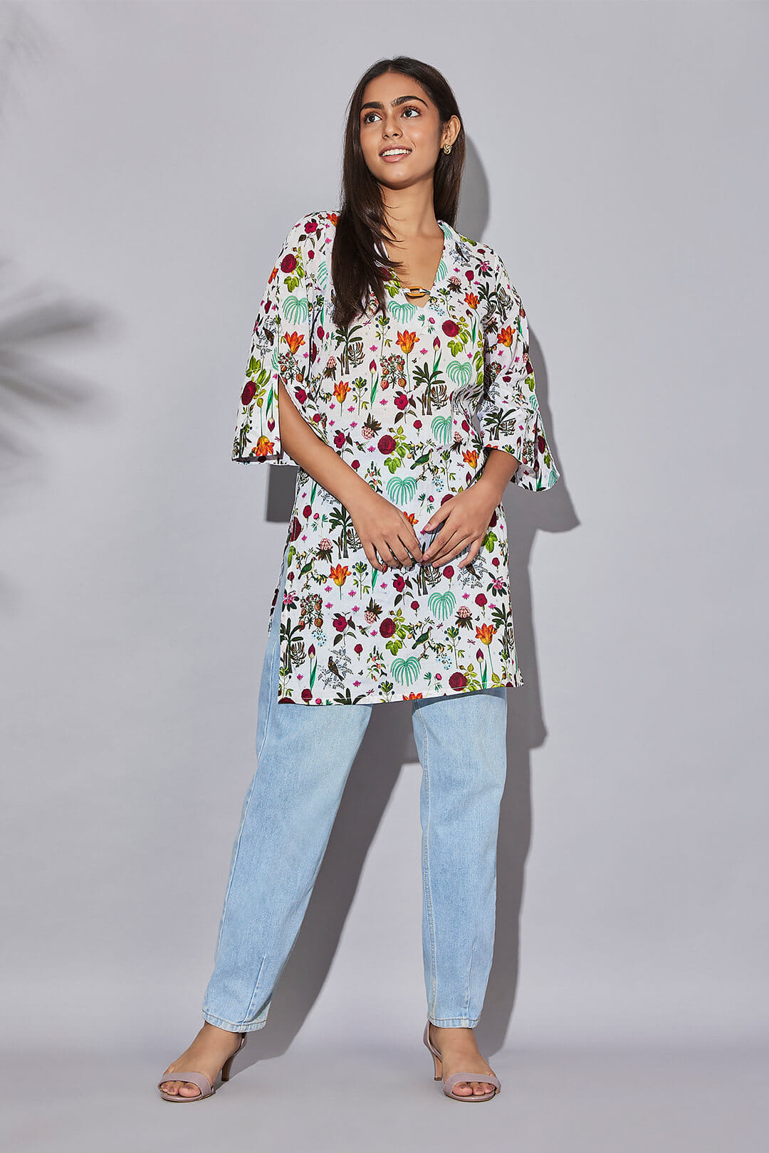 Petal and Plume Kaftan Kurti Short