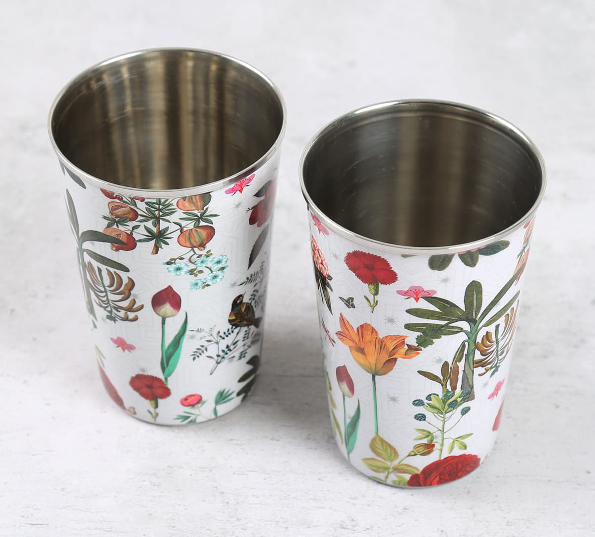 Petal and Plume Large Steel Tumbler (set of 2)