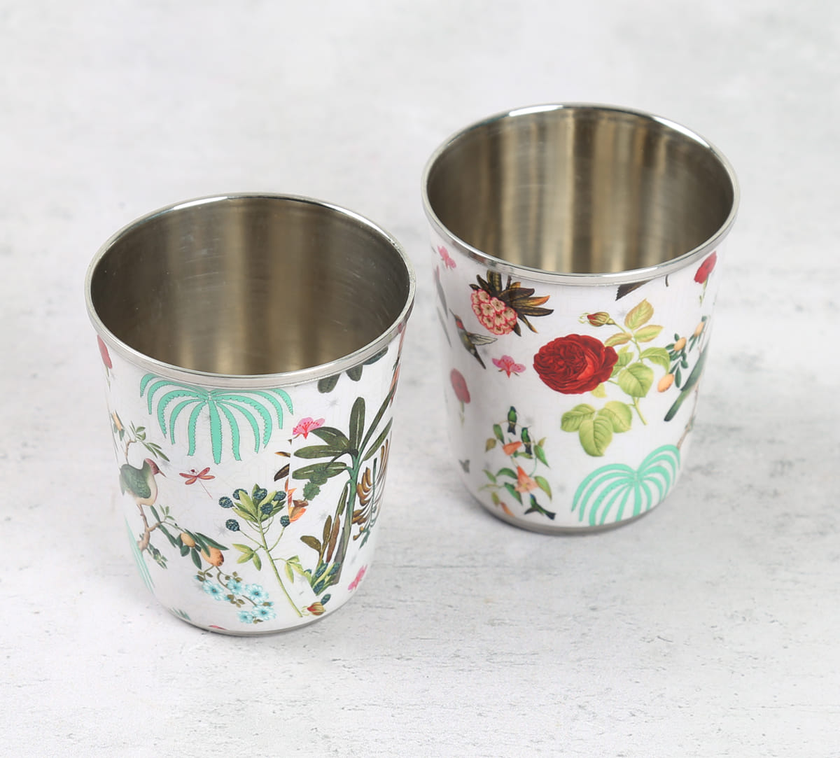 Petal and Plume Small Steel Tumbler (Set of 2)