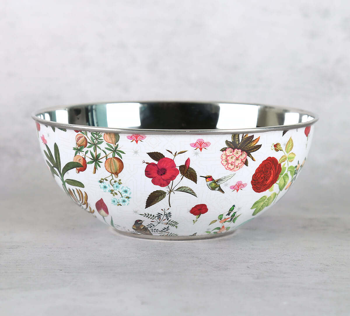 Petal and Plume Steel Bowl