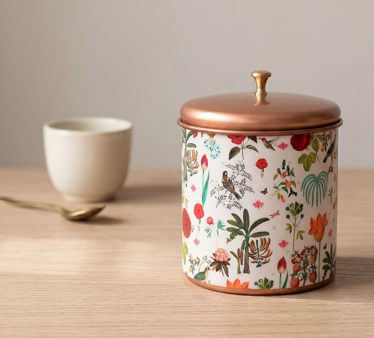 Petal and Plume Steel Cookie Jar