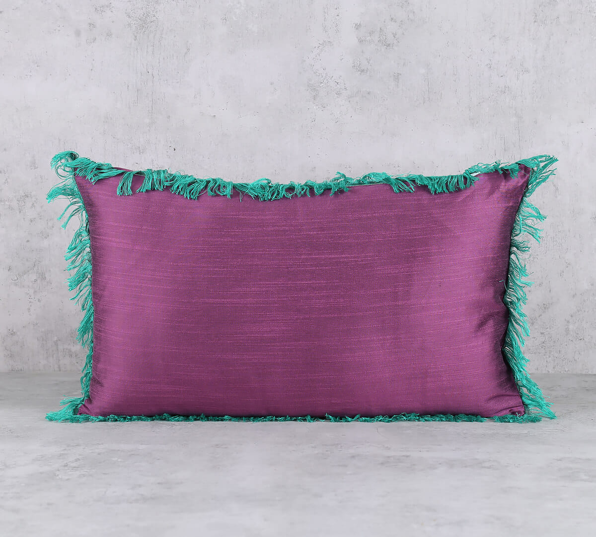 Plum Fringe Cushion Cover