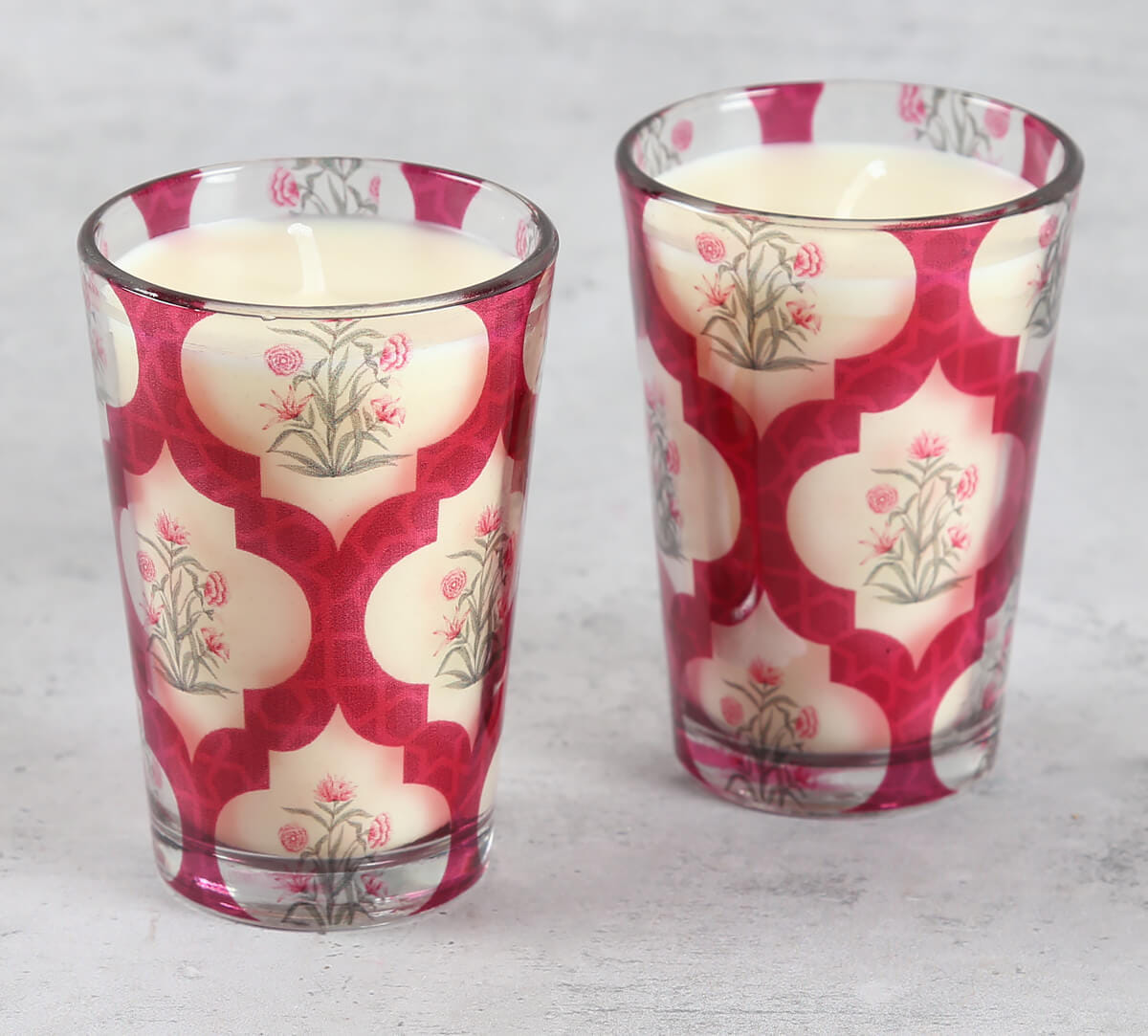 Poppy Flower Scarlet Conical Candle Votive Set of 2