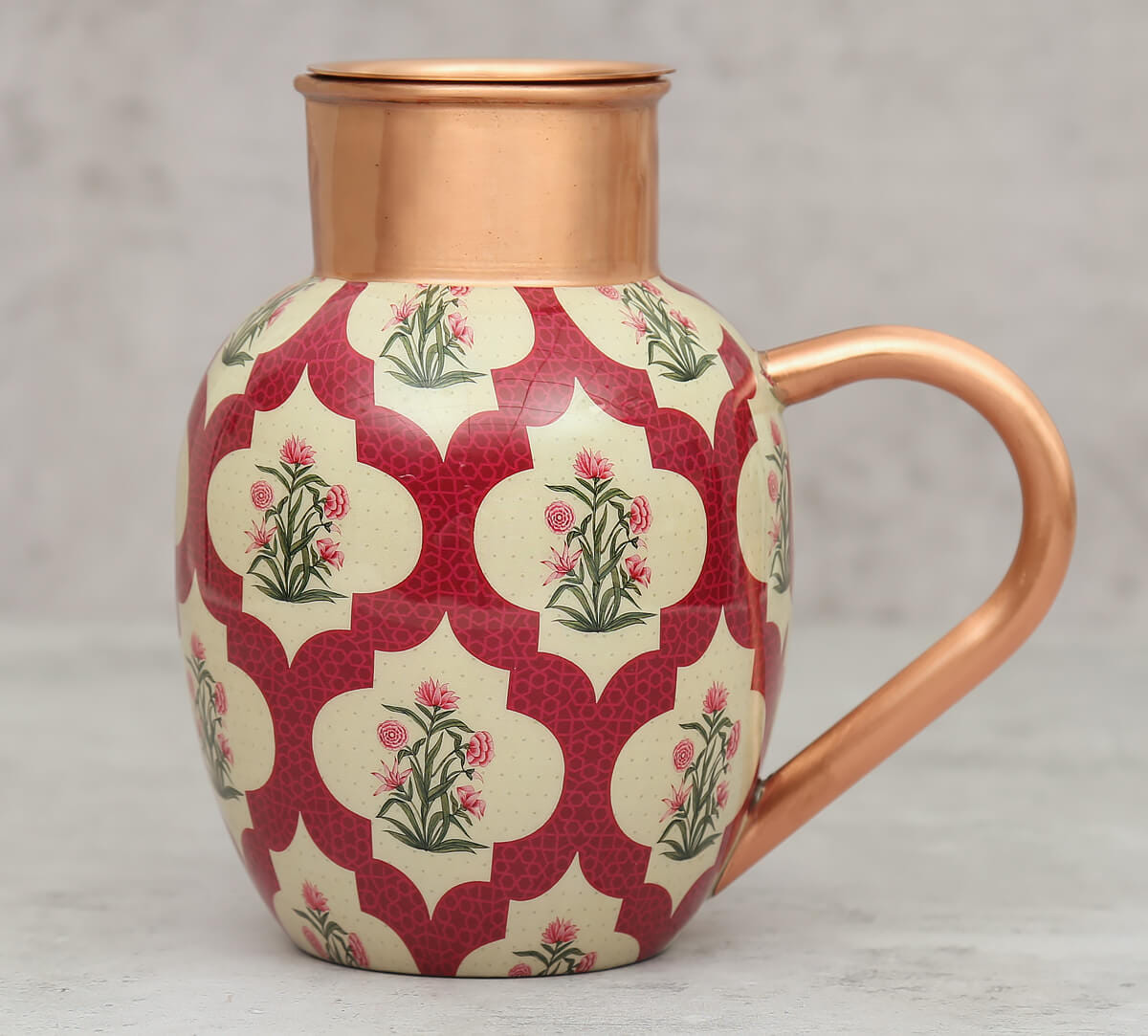 Poppy Flower Scarlet Copper Jug Set