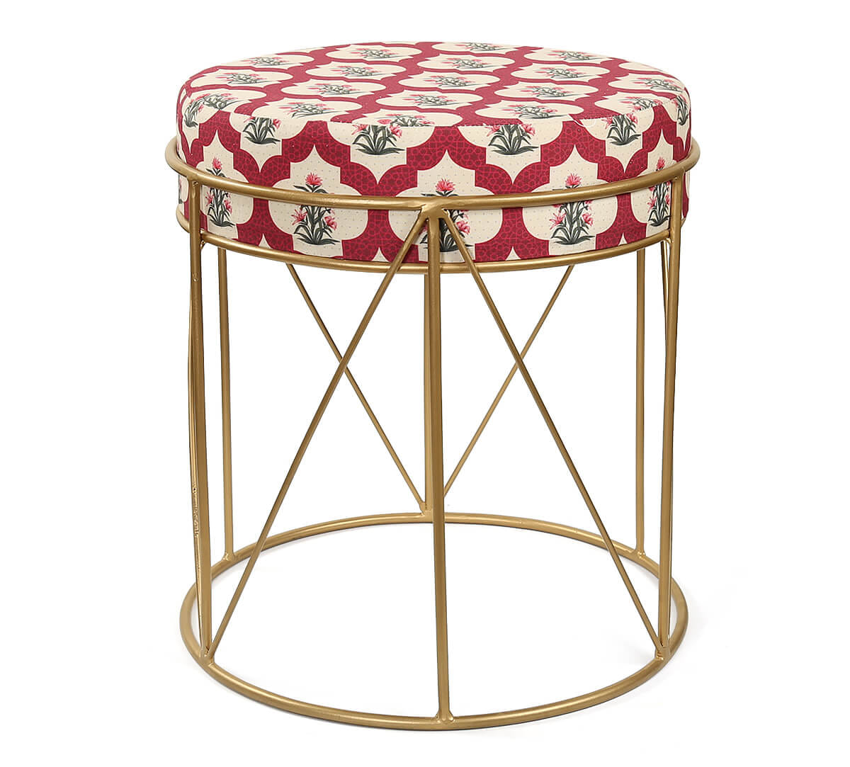 Poppy Flower Scarlet Iron Pouffe