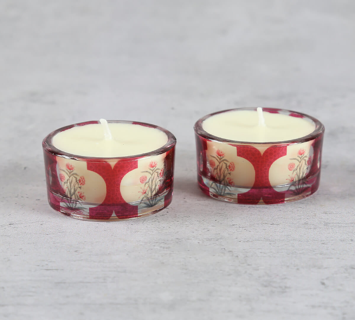 Poppy Flower Scarlet T Lite Candle Votive Set of 2