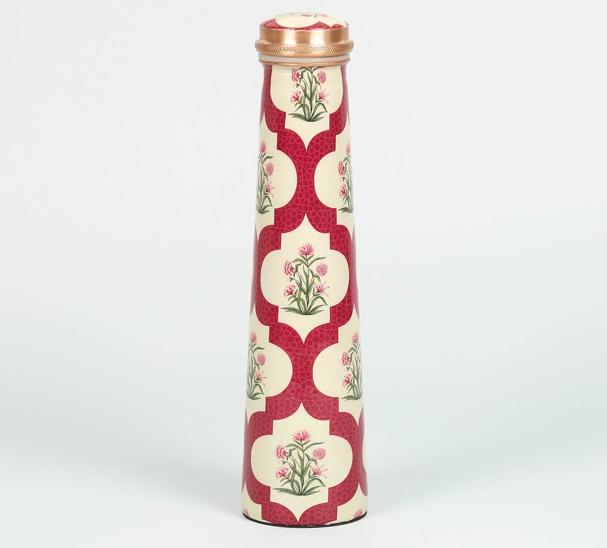Poppy Flower Scarlet Tapered Copper Bottle