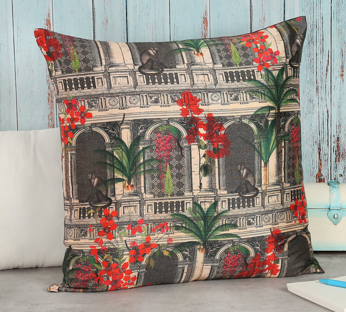 Pretty Monkey Mischief Blended Taf Silk Cushion Cover