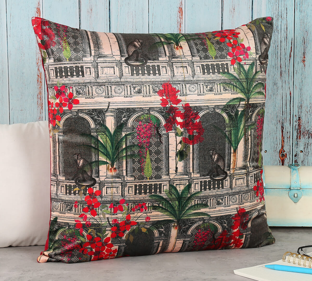 Pretty Monkey Mischief Blended Velvet Cushion Cover