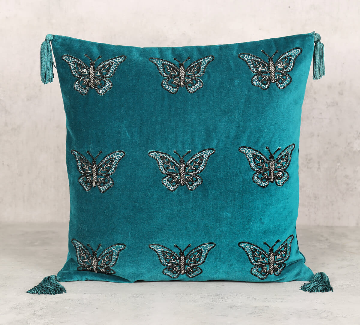 Prussian Butterfly Adorn Cushion Cover