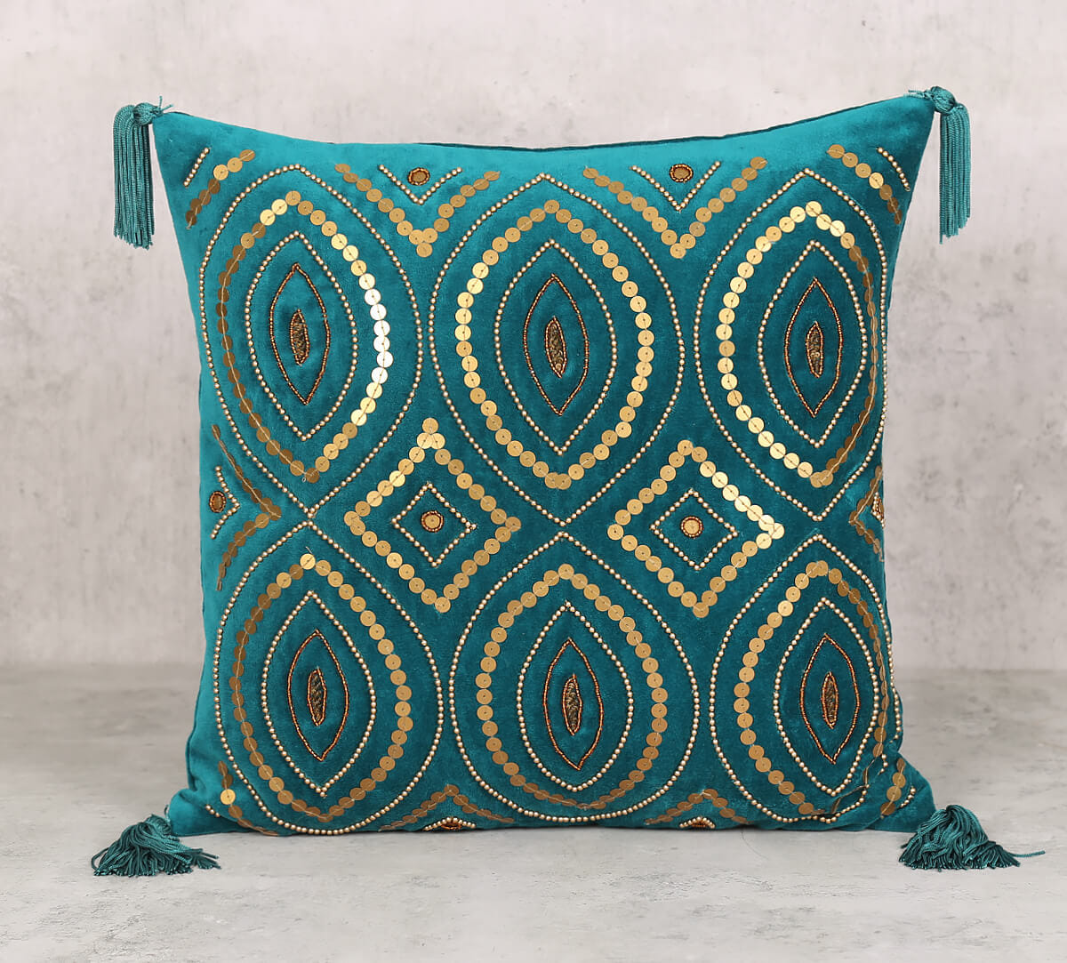 Prussian Decorated Adorn Cushion Cover