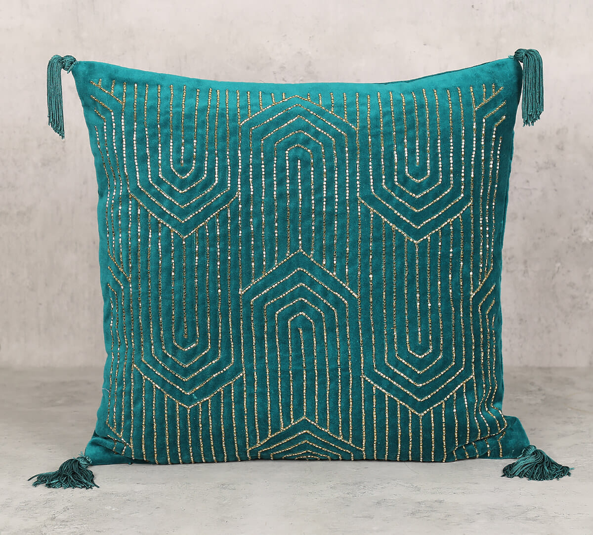 Prussian Luxurious Drape Cushion Cover