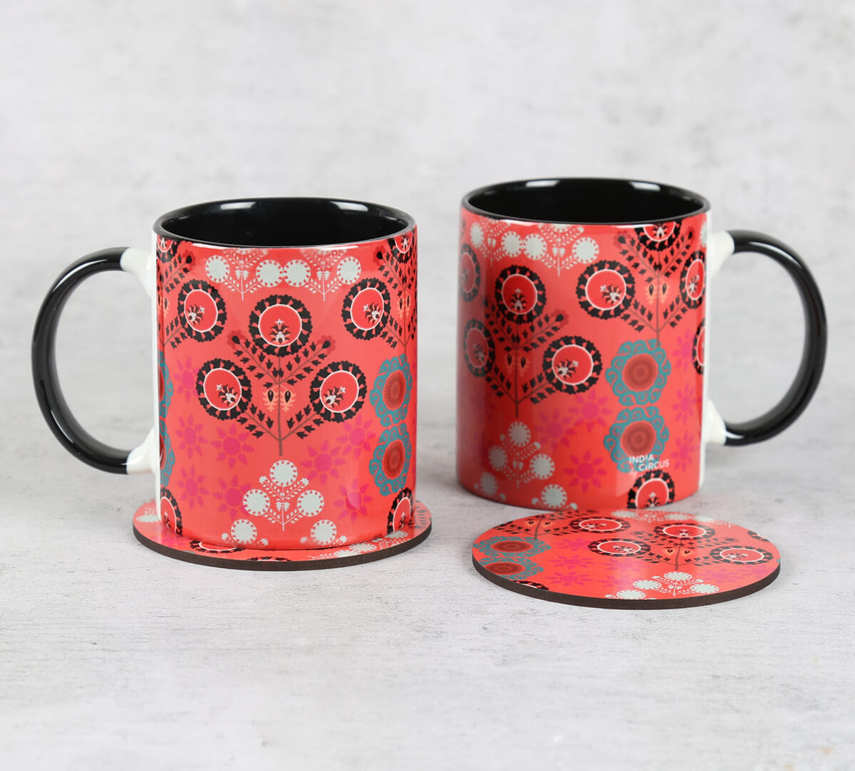 Raceme Rosettes Ceramic Mugs & Coasters Combo Set of 2