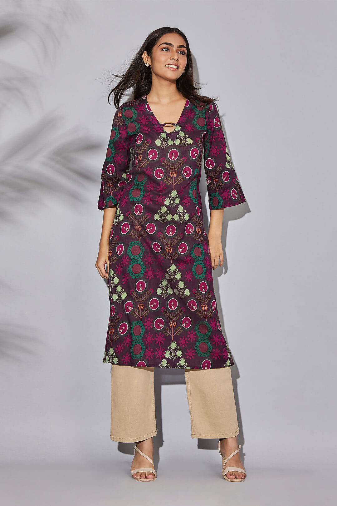Raceme Rosettes Kaftan Kurti Long