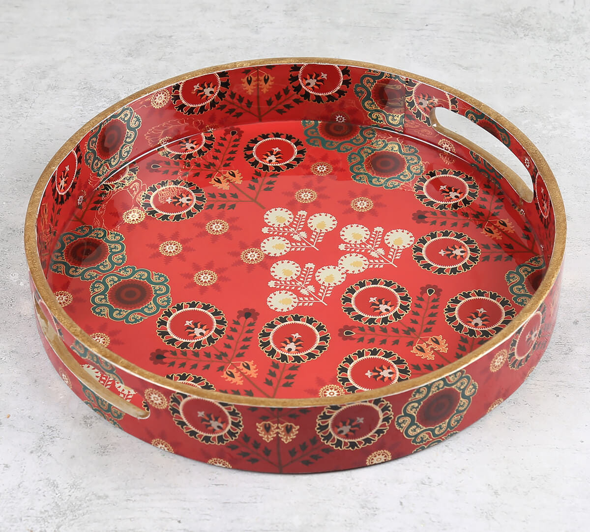 Raceme Rosettes MDF Round Tray