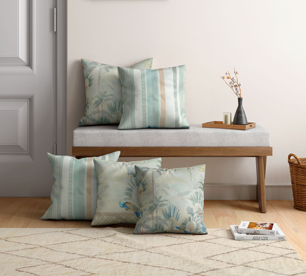 Rising Vistas Blended Velvet Cushion Cover Set of 5