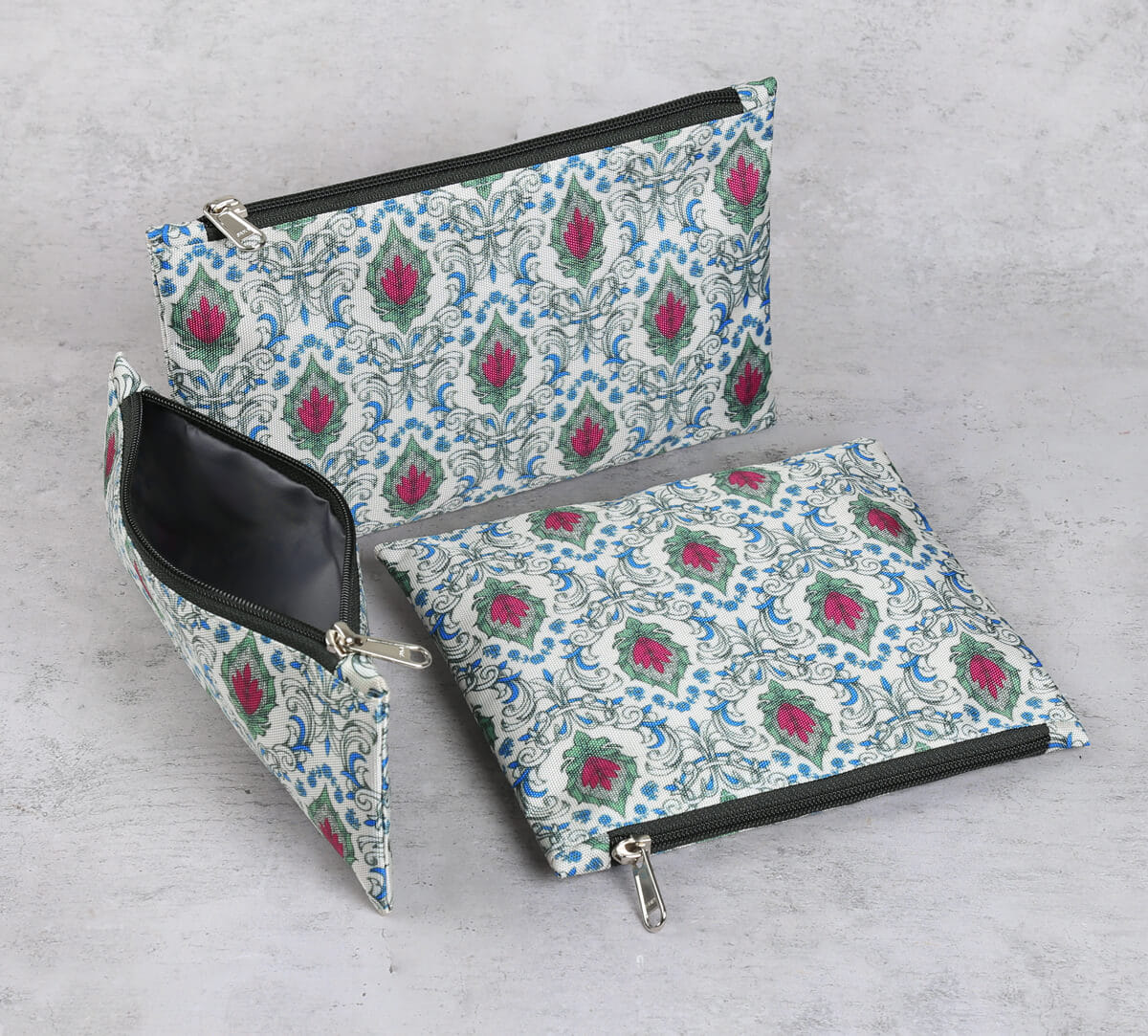 Rosebuds of Damask Utility Pouch Set of 3