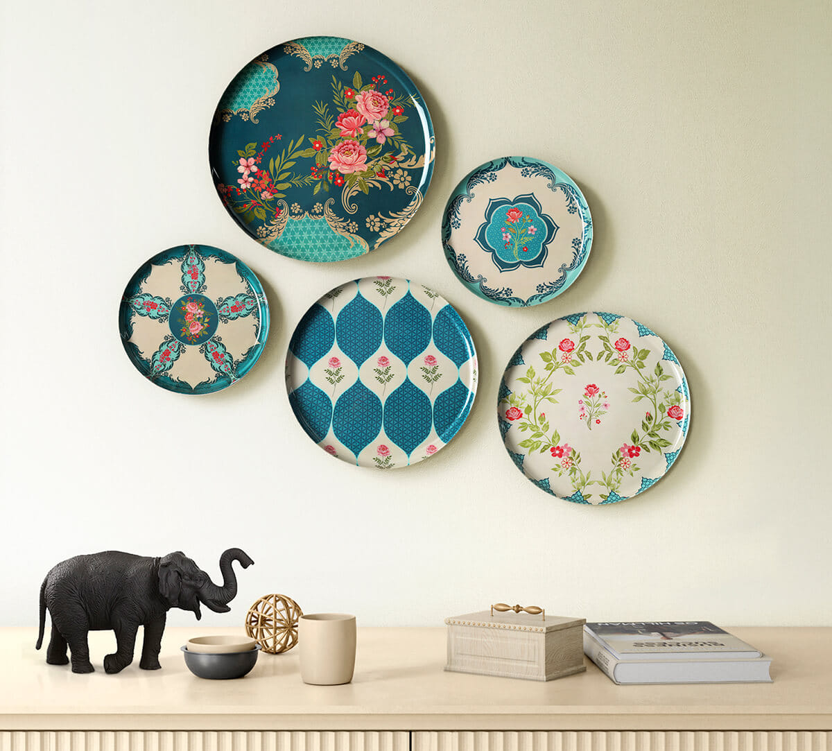 Roses of Sapphire Wall Decor Plates Set of 5
