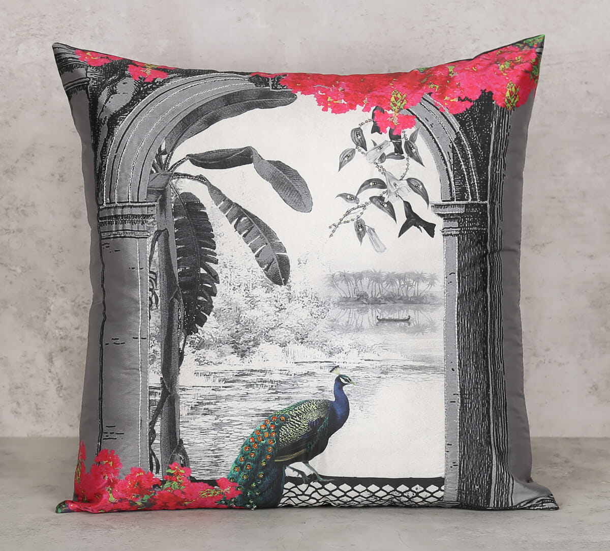 Royal Hues Embroidered Cushion Cover