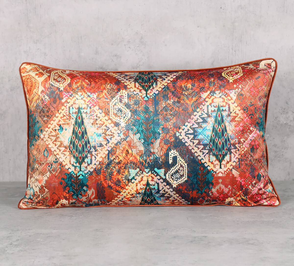 Rustic Charm Velvet Rectangle Cushion Cover