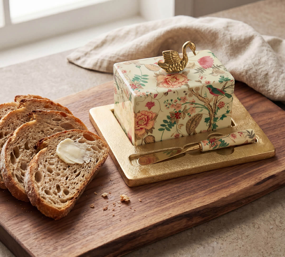 Rustic Realm Butter Dish with Butter Knife