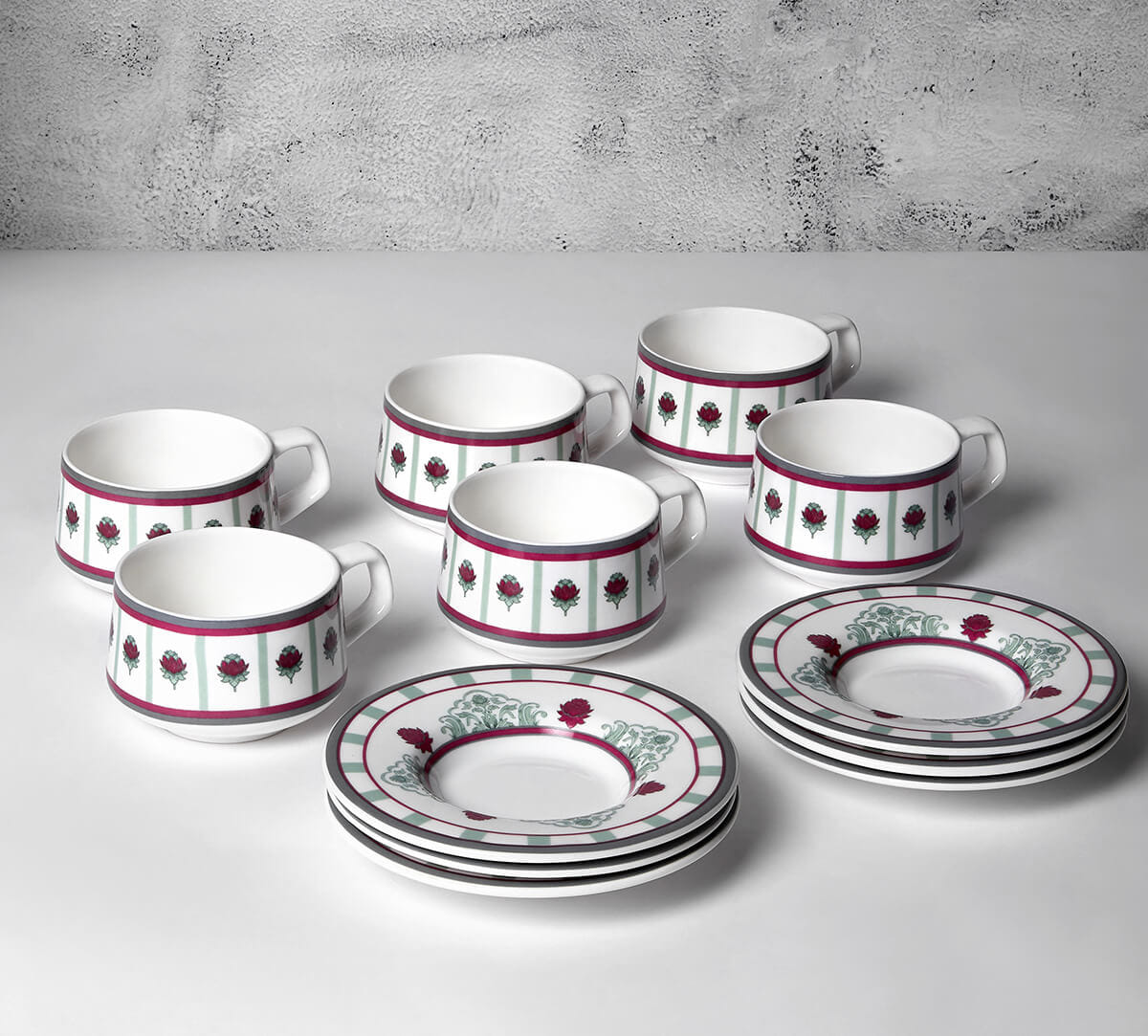 Sage Luxe Cup and Saucers Set of 6