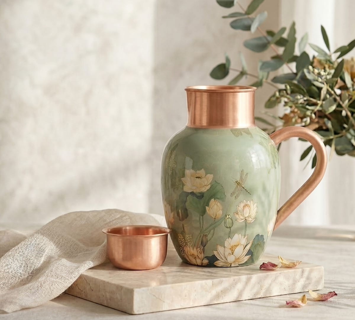 Sage Serenity Copper Jug Set