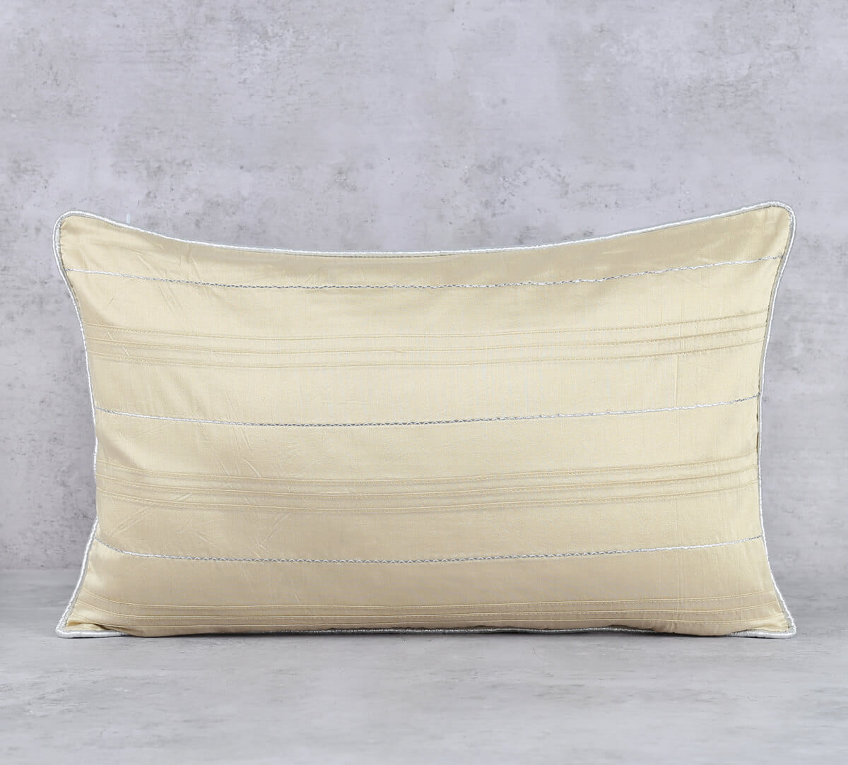 Silver Cream Pintuck Cushion Cover
